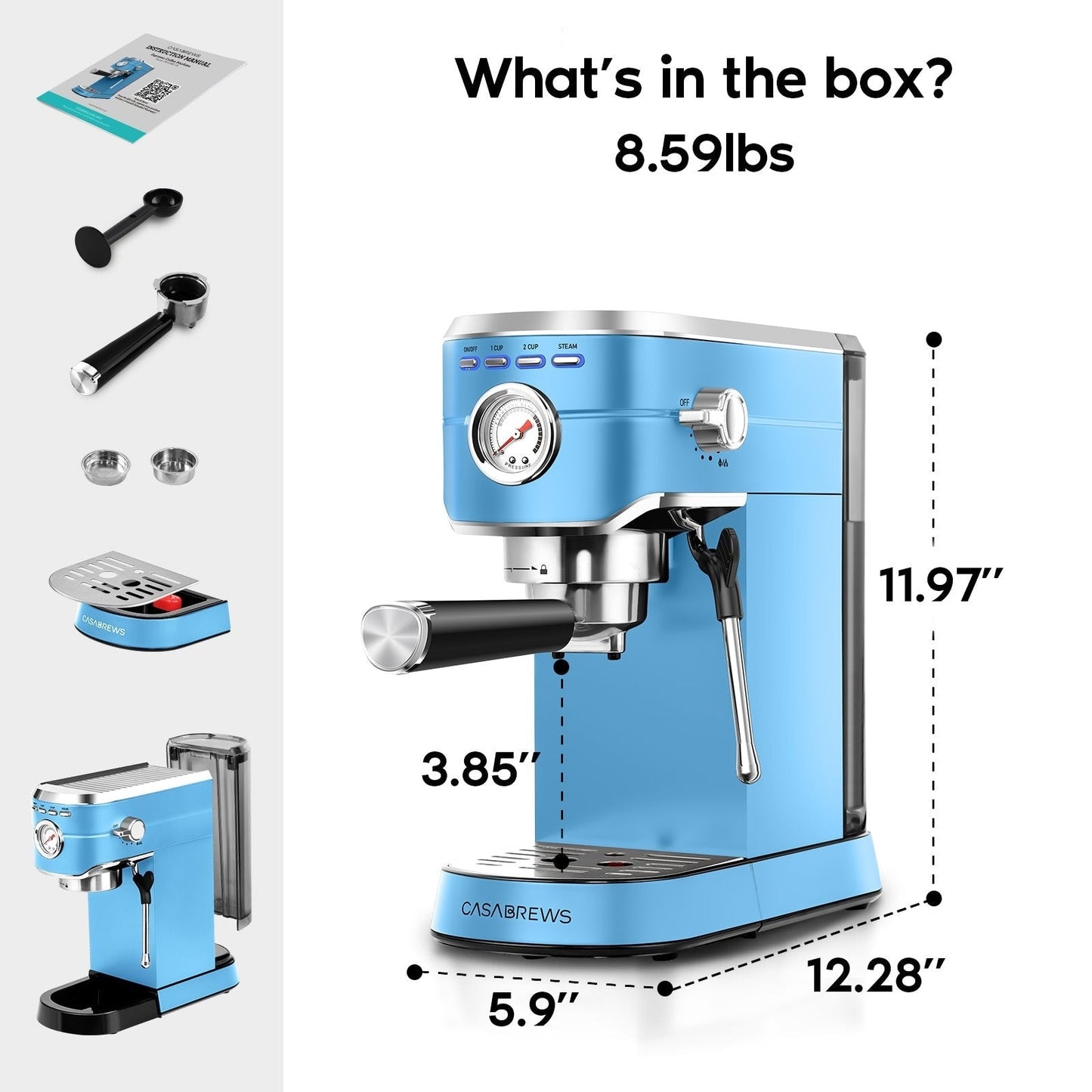CASABREWS CM5418 Espresso Machine 20 Bar with Milk Frothing System - N/A