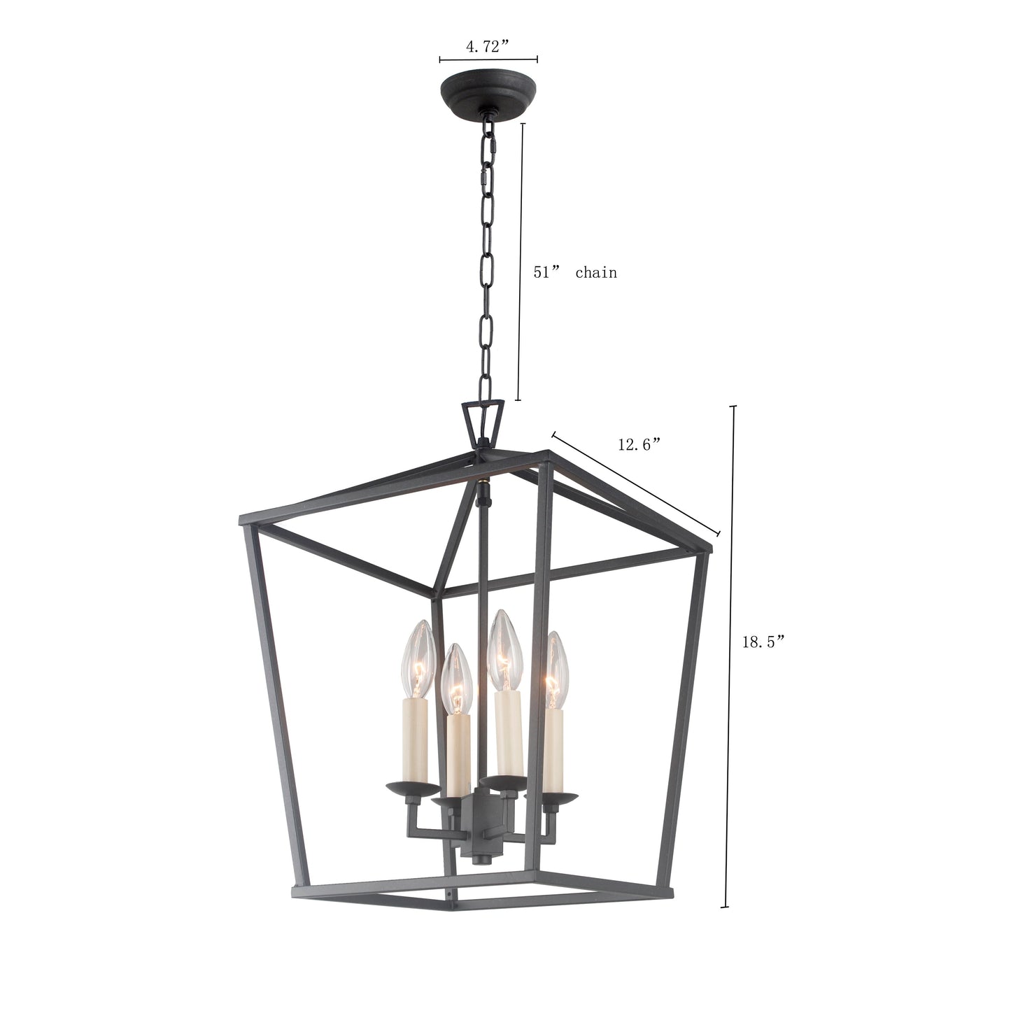 Candle Style Lantern Pendant Stairway or Kitchen Island Open Cage Chandelier - N/A