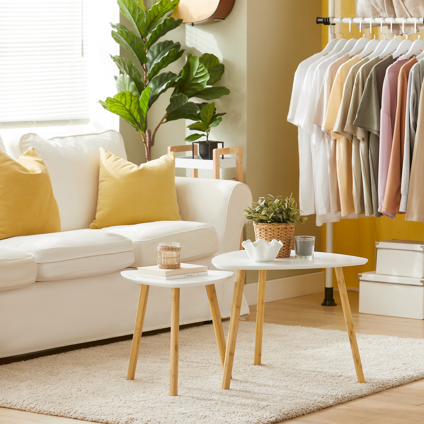 Tables gigognes SoBuy, lot de 2 tables d'appoint, tables basses, FBT74-W