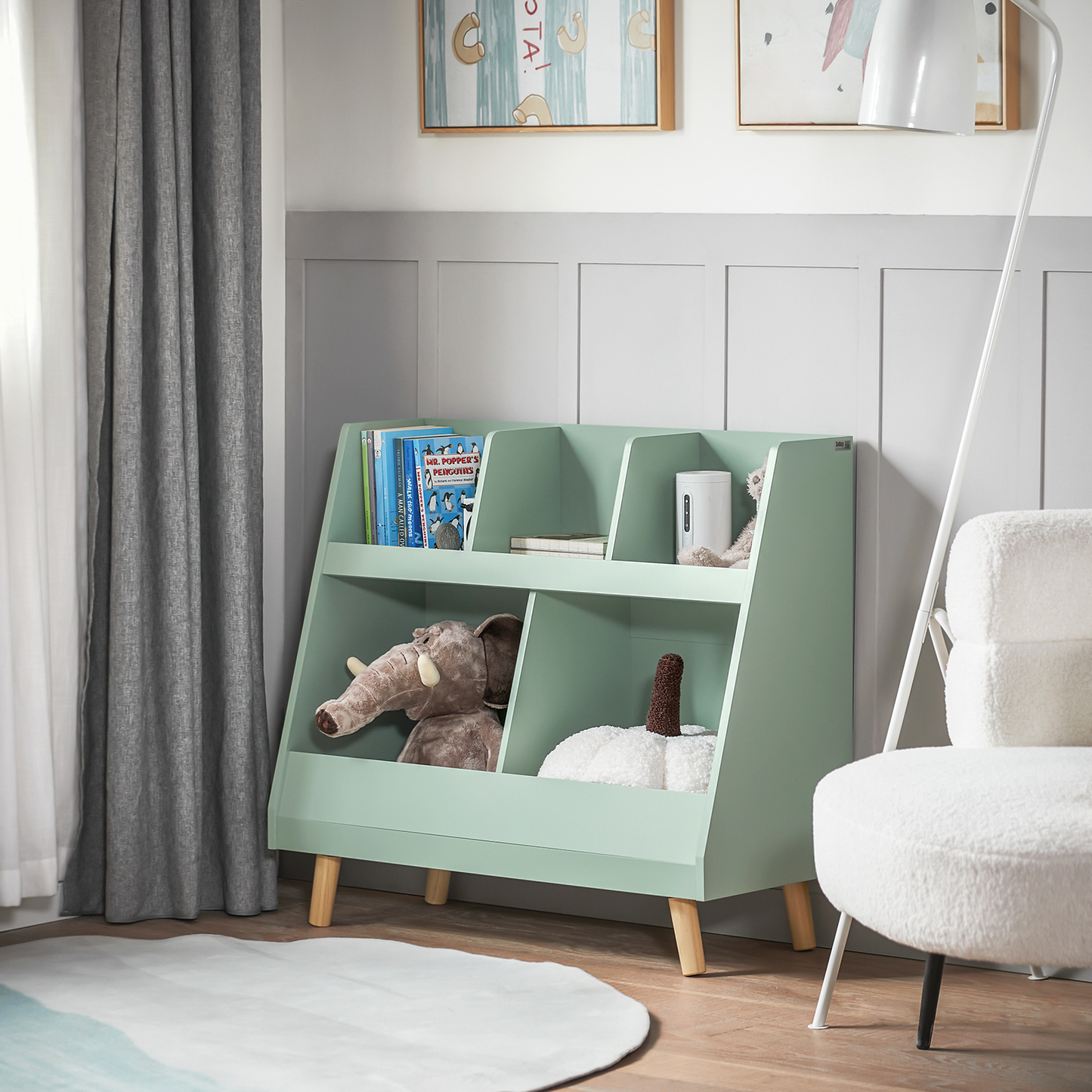 Bibliothèque SoBuy pour enfants, étagère de rangement pour jouets et jouets, 5 compartiments KMB19-GR