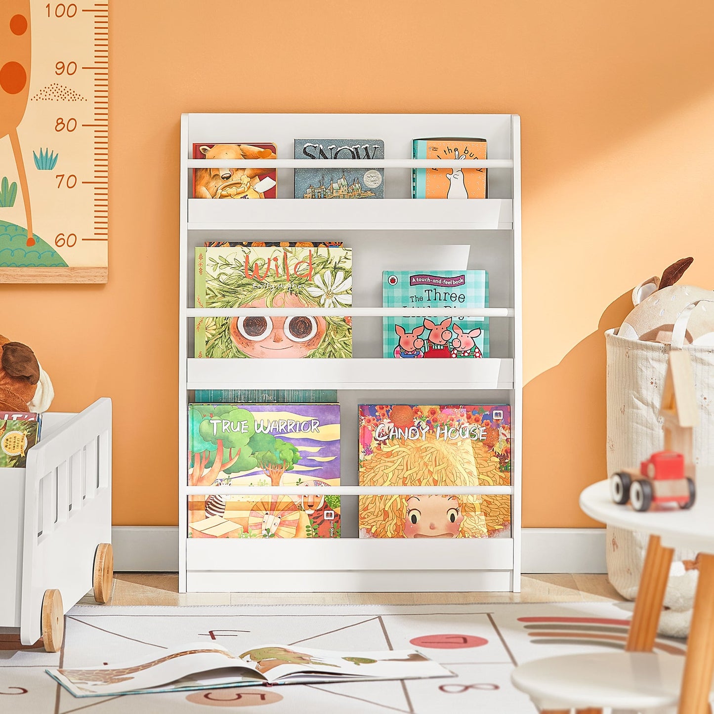 Bibliothèque pour enfants SoBuy, étagère à livres et jouets, meuble de rangement à 3 étagères KMB45-W