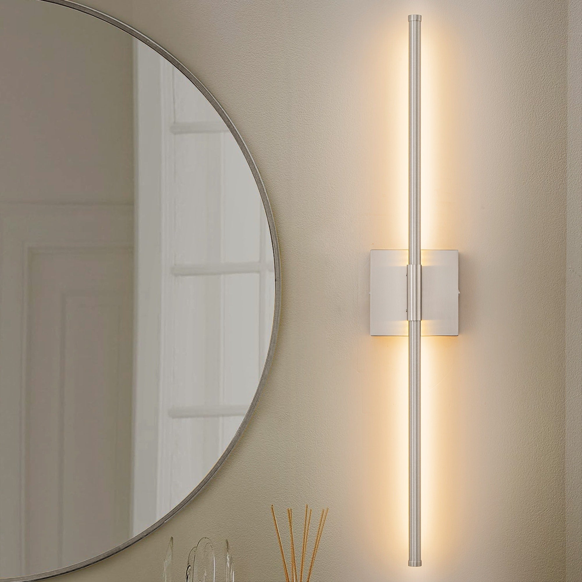 1-Light Black/ Gold/ Nickel Modern Long Linear Strip Wall Sconce Dimmable LED Bathroom Vanity Light
