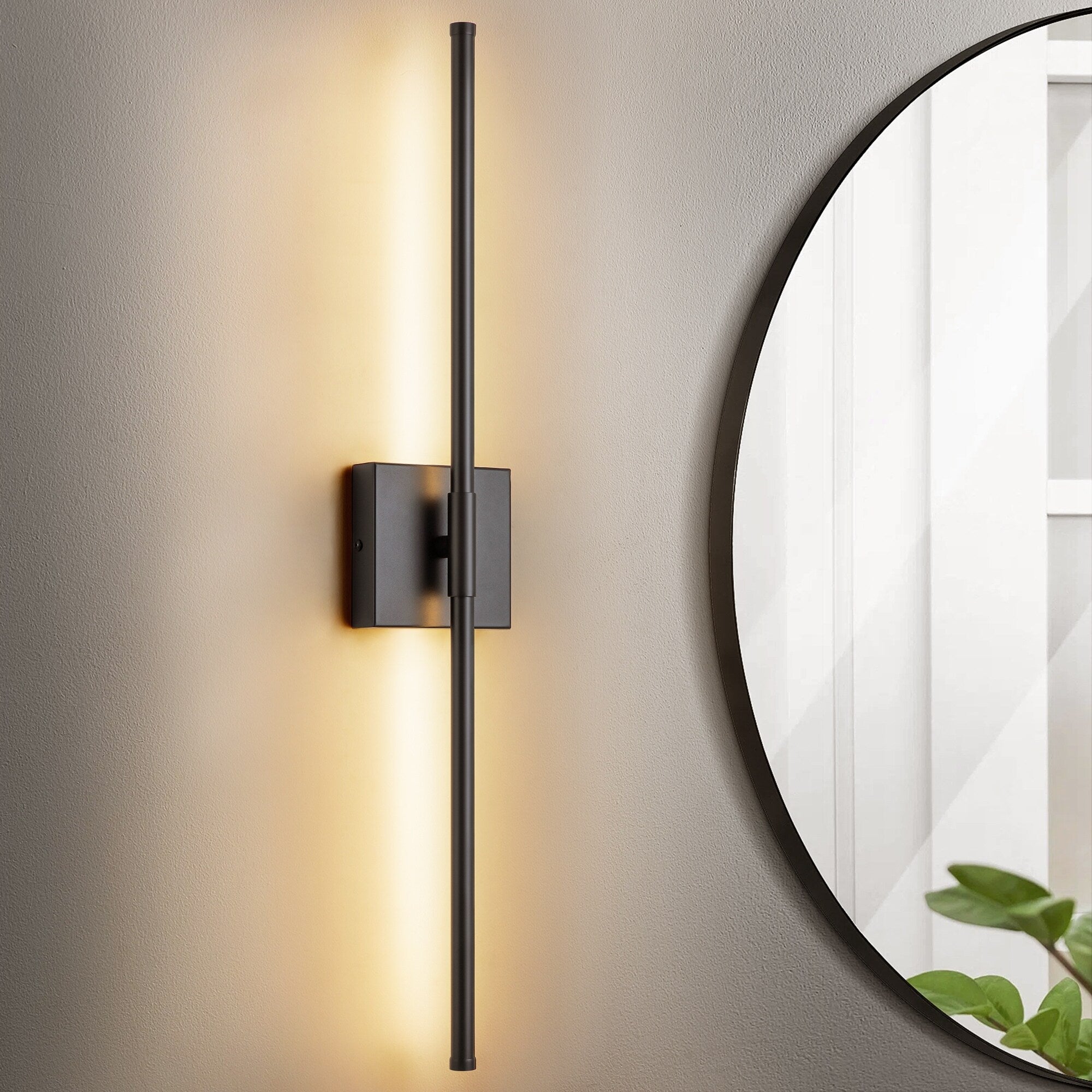 1-Light Black/ Gold/ Nickel Modern Long Linear Strip Wall Sconce Dimmable LED Bathroom Vanity Light