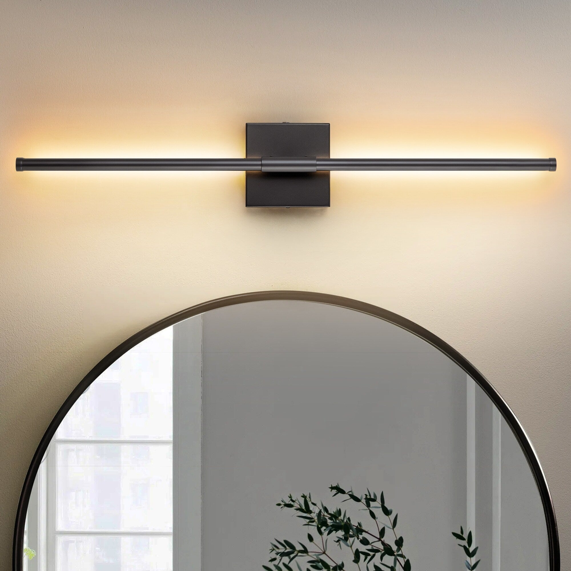 1-Light Black/ Gold/ Nickel Modern Long Linear Strip Wall Sconce Dimmable LED Bathroom Vanity Light