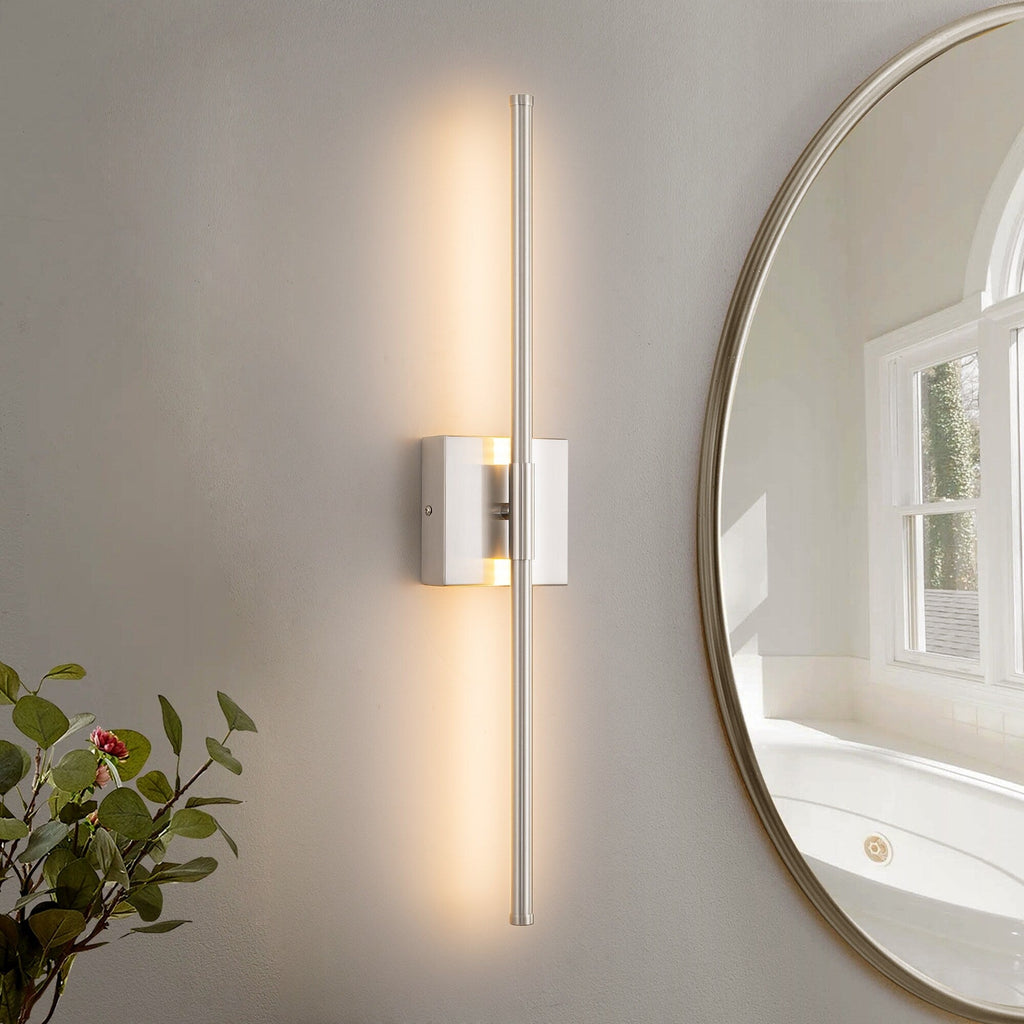 1-Light Black/ Gold/ Nickel Modern Long Linear Strip Wall Sconce Dimmable LED Bathroom Vanity Light