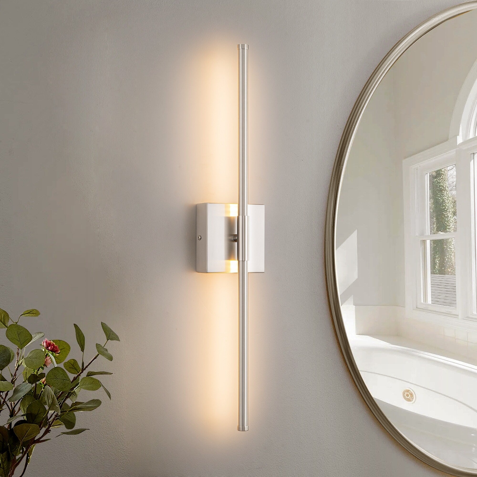 1-Light Black/ Gold/ Nickel Modern Long Linear Strip Wall Sconce Dimmable LED Bathroom Vanity Light