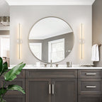 1-Light Black/ Gold/ Nickel Modern Long Linear Strip Wall Sconce Dimmable LED Bathroom Vanity Light