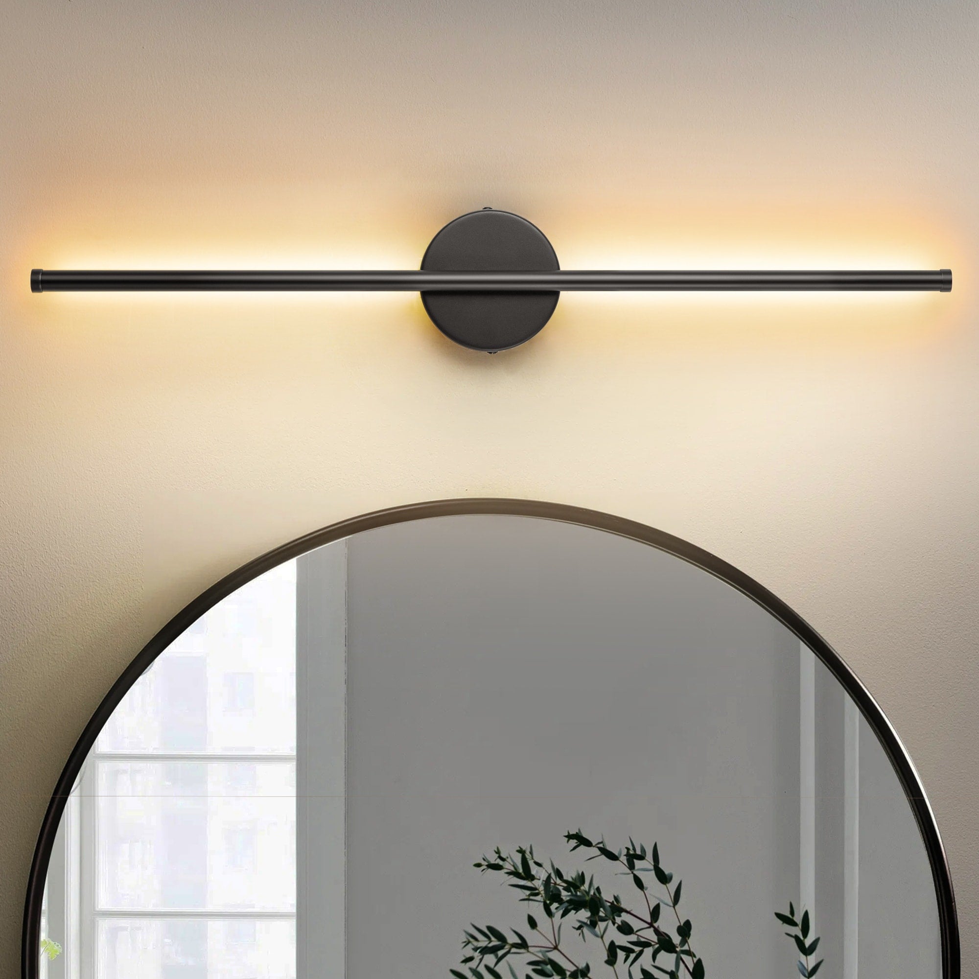 1-Light Black/ Gold/ Nickel Modern Long Linear Strip Wall Sconce Dimmable LED Bathroom Vanity Light