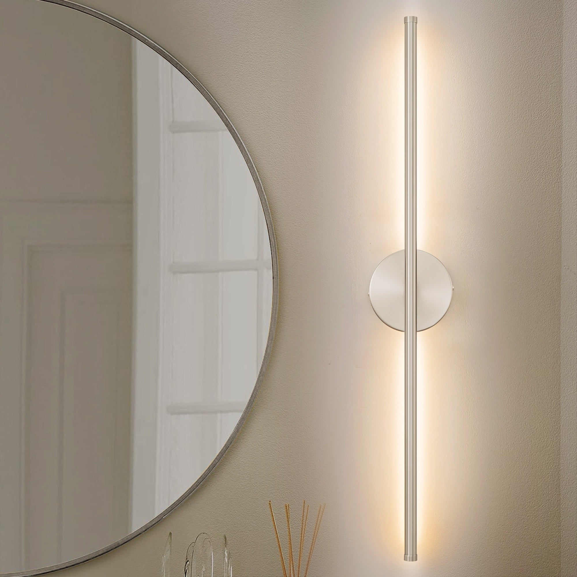 1-Light Black/ Gold/ Nickel Modern Long Linear Strip Wall Sconce Dimmable LED Bathroom Vanity Light