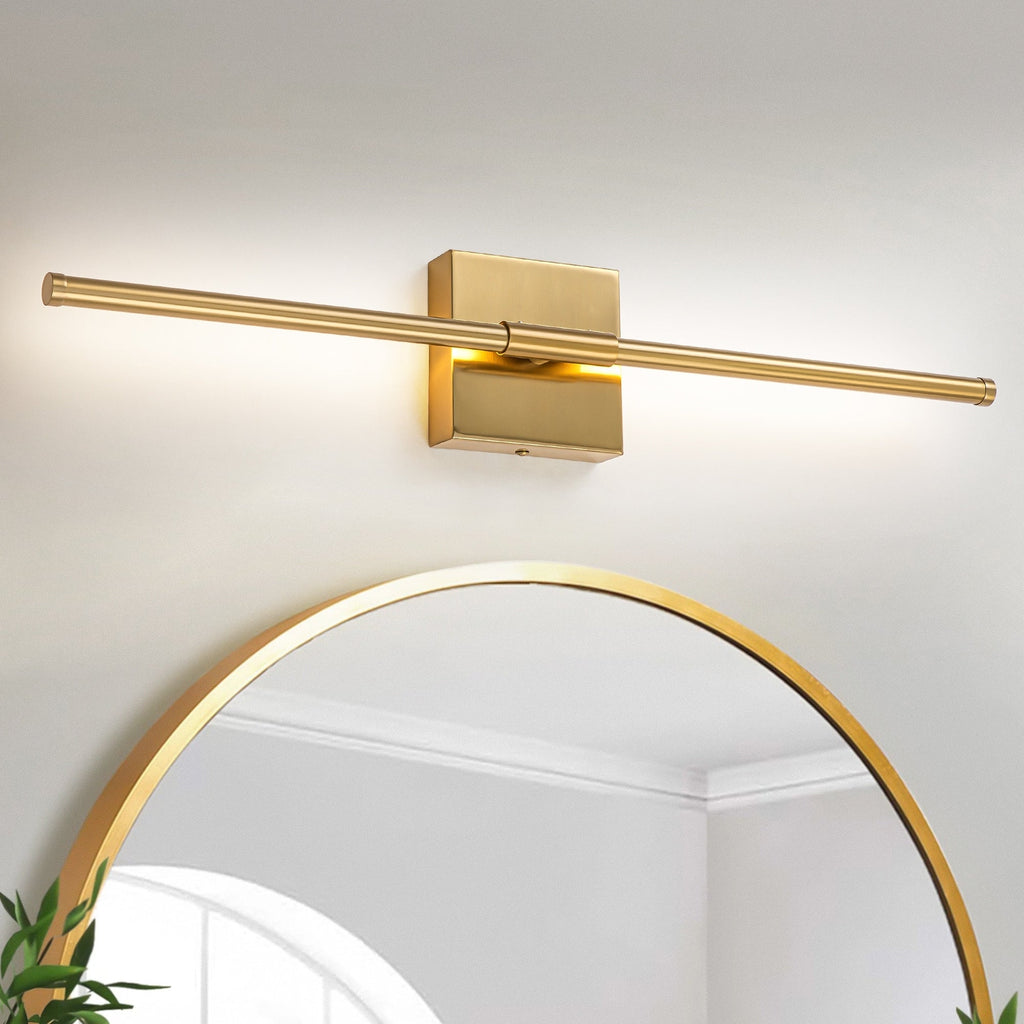 1-Light Black/ Gold/ Nickel Modern Long Linear Strip Wall Sconce Dimmable LED Bathroom Vanity Light