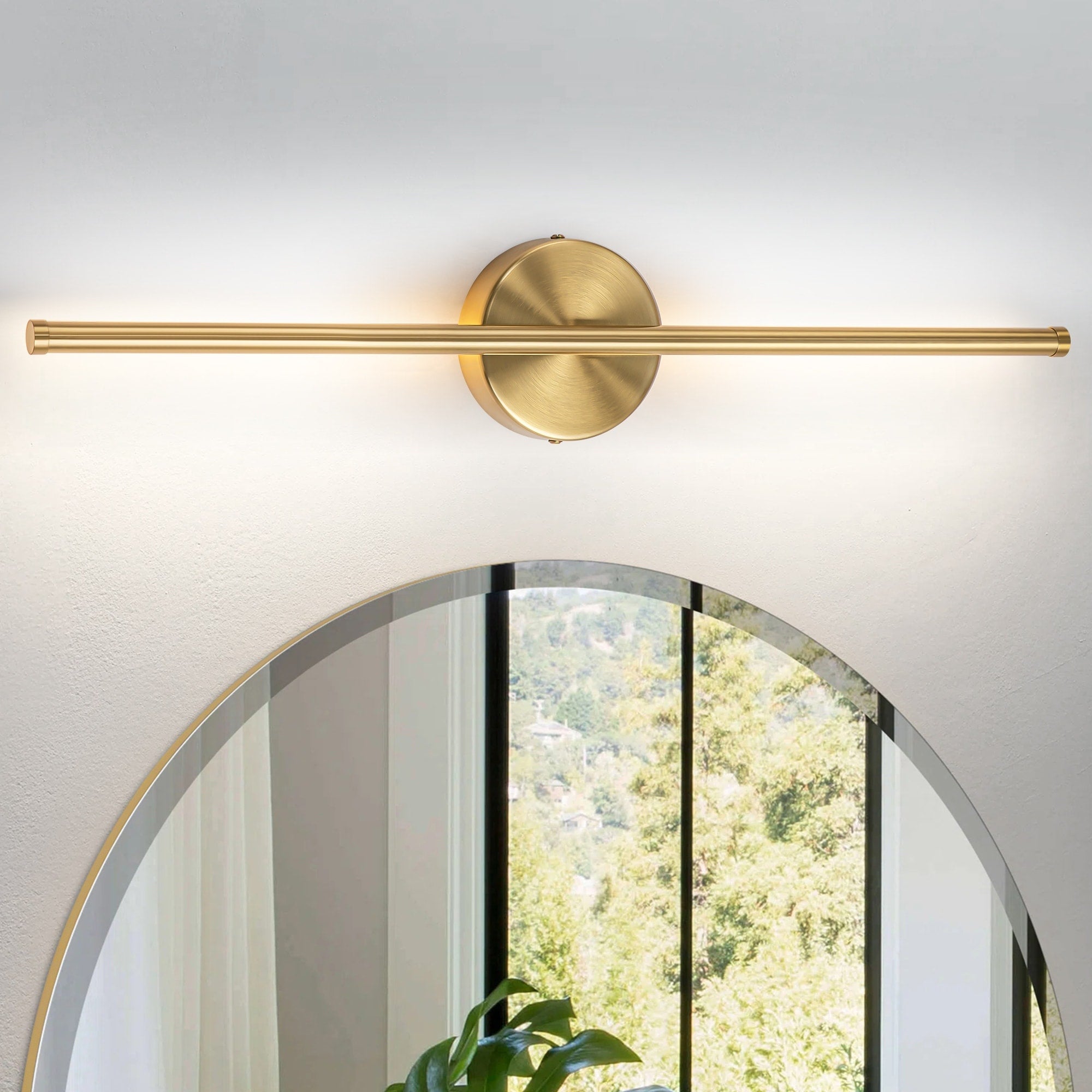 1-Light Black/ Gold/ Nickel Modern Long Linear Strip Wall Sconce Dimmable LED Bathroom Vanity Light