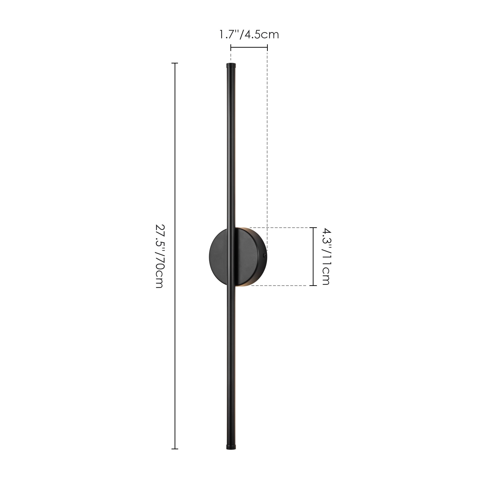 1-Light Black/ Gold/ Nickel Modern Long Linear Strip Wall Sconce Dimmable LED Bathroom Vanity Light