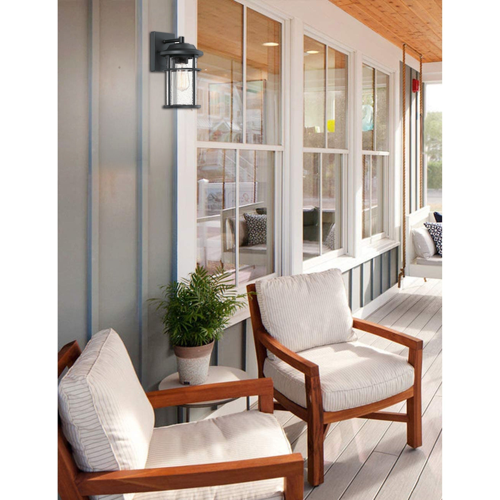 1 Light Black Coastal Barn Dome Outdoor Wall Lantern Clear Glass
