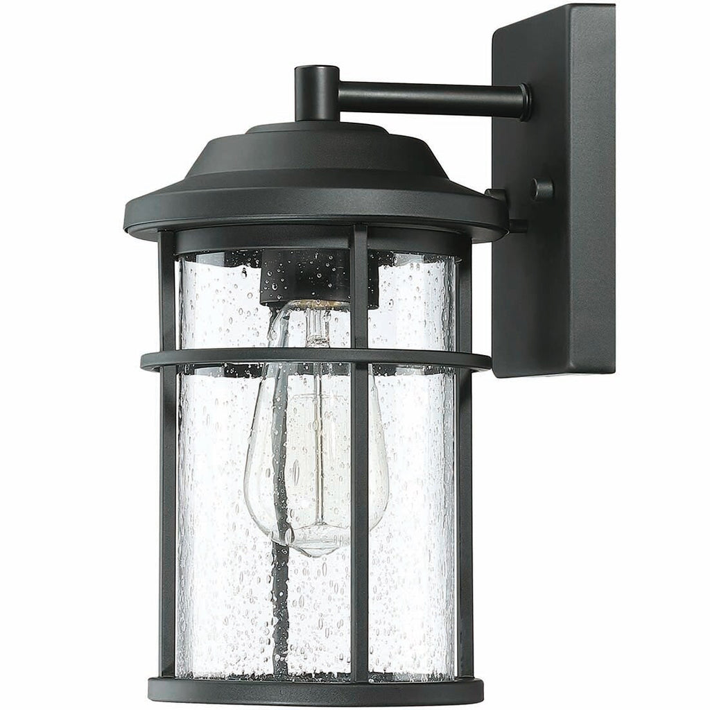 1 Light Black Coastal Barn Dome Outdoor Wall Lantern Clear Glass