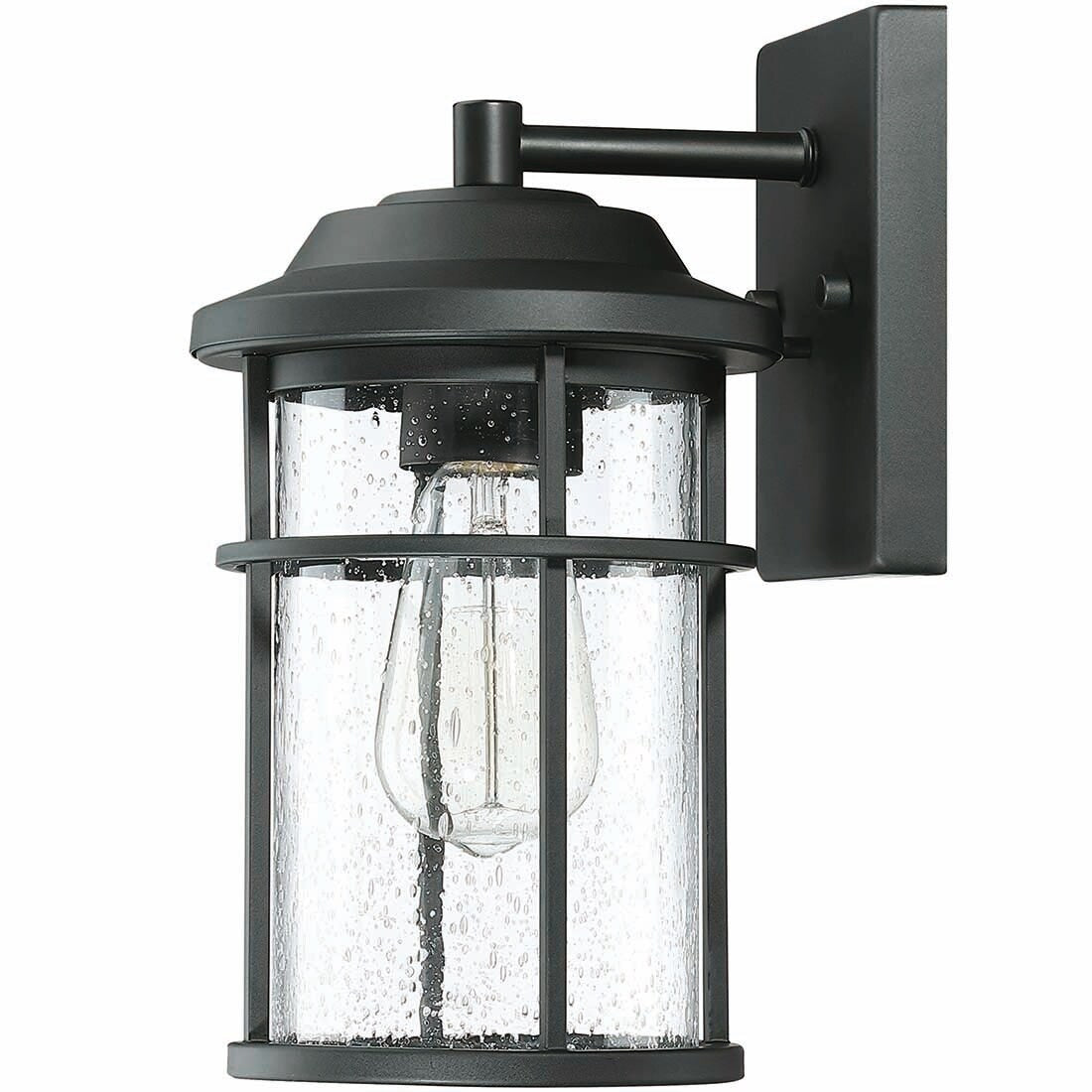 1 Light Black Coastal Barn Dome Outdoor Wall Lantern Clear Glass