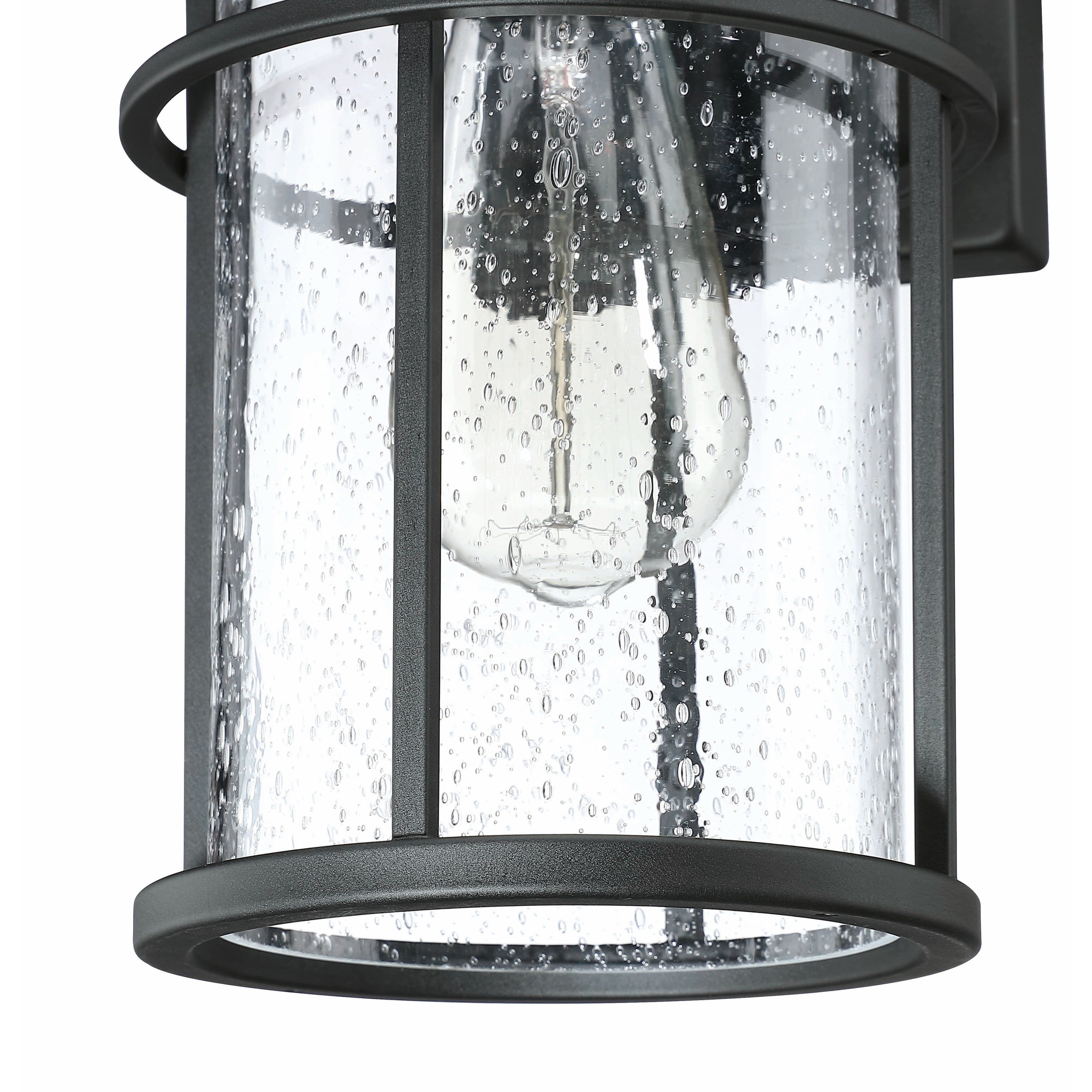 1 Light Black Coastal Barn Dome Outdoor Wall Lantern Clear Glass