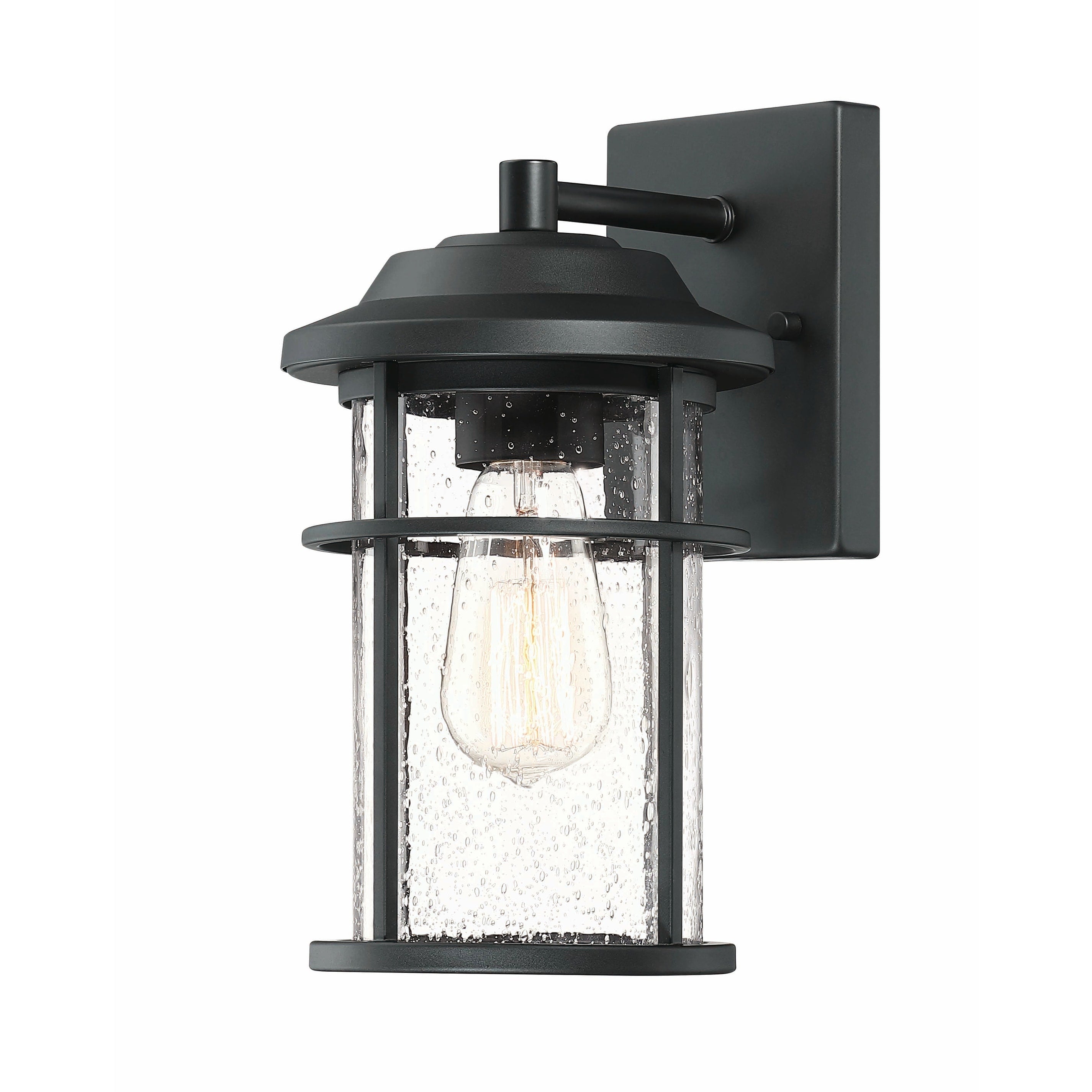 1 Light Black Coastal Barn Dome Outdoor Wall Lantern Clear Glass
