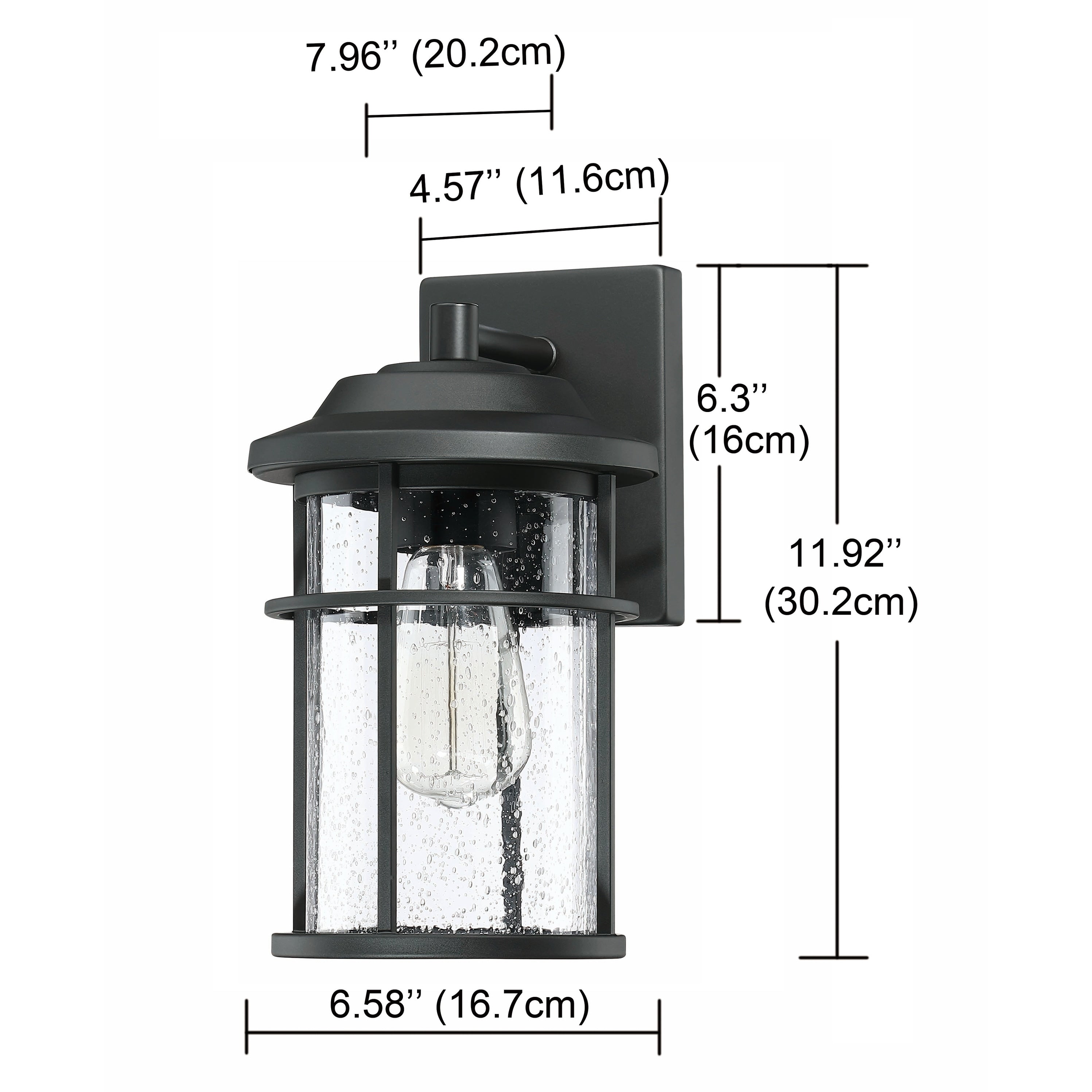 1 Light Black Coastal Barn Dome Outdoor Wall Lantern Clear Glass