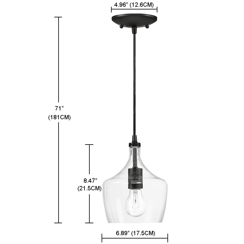 1-Light Kitchen Island Teardrop Clear Glass Pendant（1 or 3-pack can be chosen)