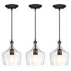 1-Light Kitchen Island Teardrop Clear Glass Pendant（1 or 3-pack can be chosen)