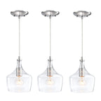 1-Light Kitchen Island Teardrop Clear Glass Pendant（1 or 3-pack can be chosen)