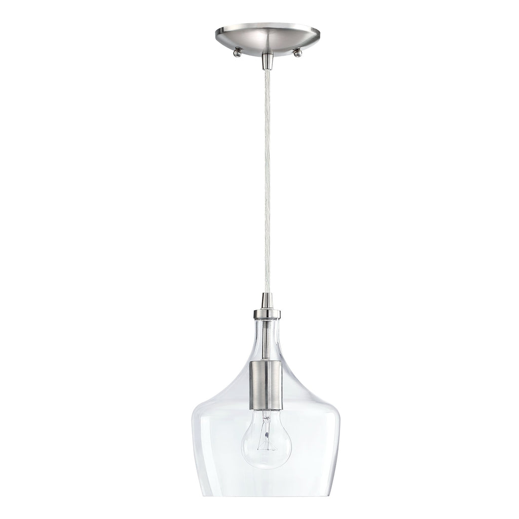 1-Light Kitchen Island Teardrop Clear Glass Pendant（1 or 3-pack can be chosen)