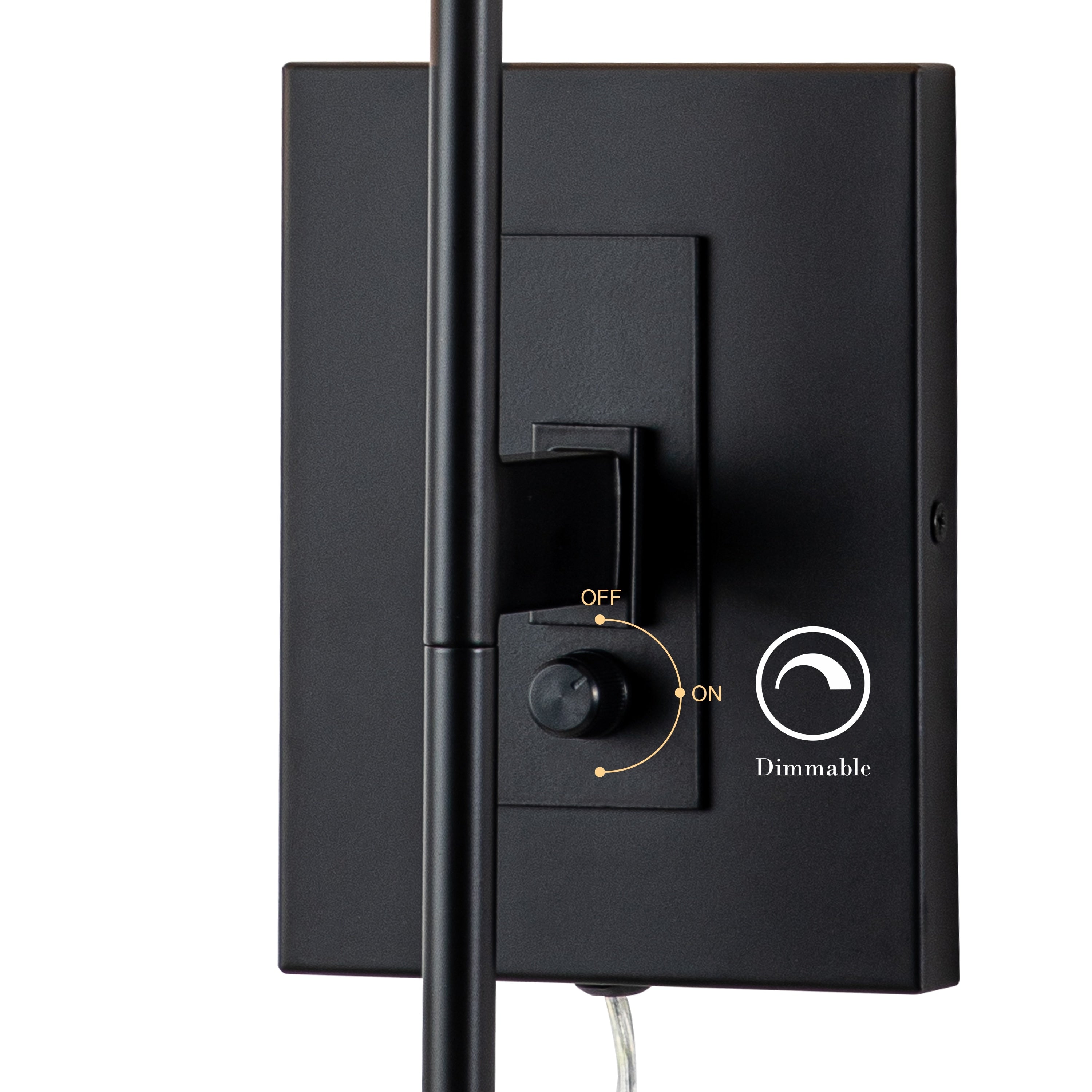 1-Light Matte Black Hardwired/Plug-in Dimmable Indoor Wall Sconce with Fabric Shade
