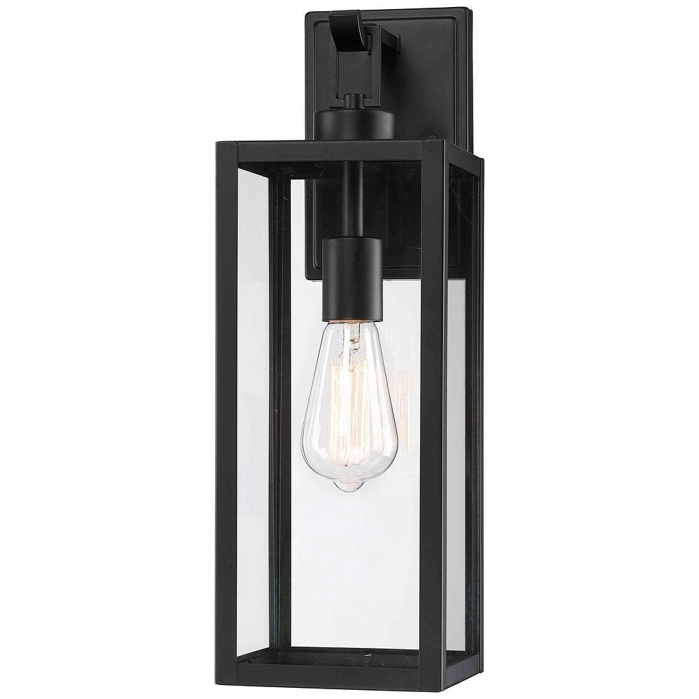 1-Light Matte Black Modern Outdoor Wall Lantern