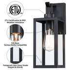 1-Light Matte Black Modern Outdoor Wall Lantern