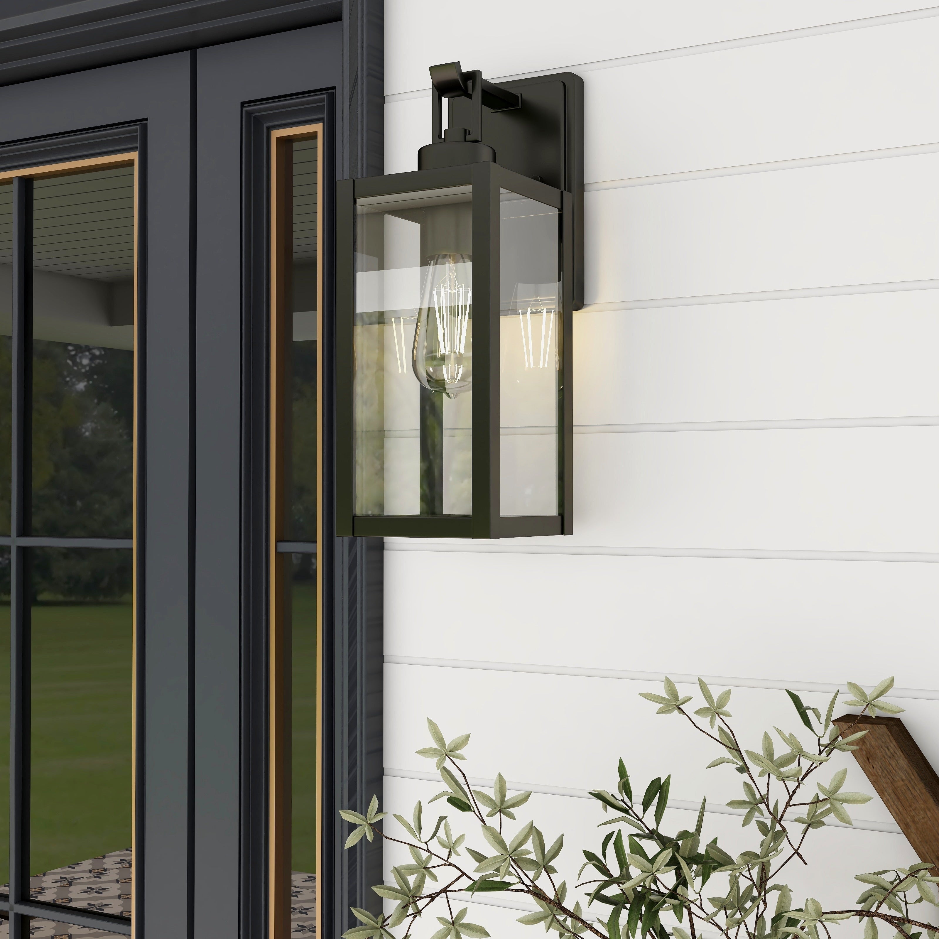 1-Light Matte Black Modern Outdoor Wall Lantern