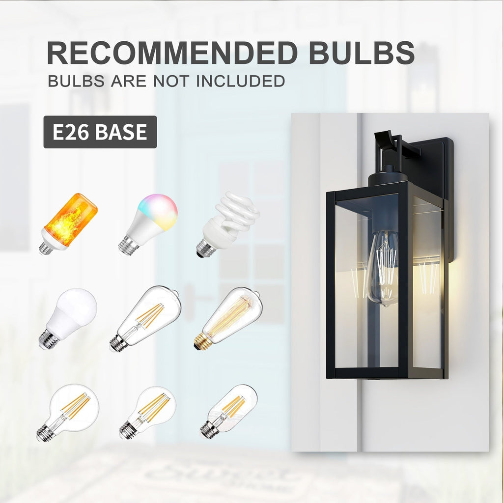 1-Light Matte Black Modern Outdoor Wall Lantern
