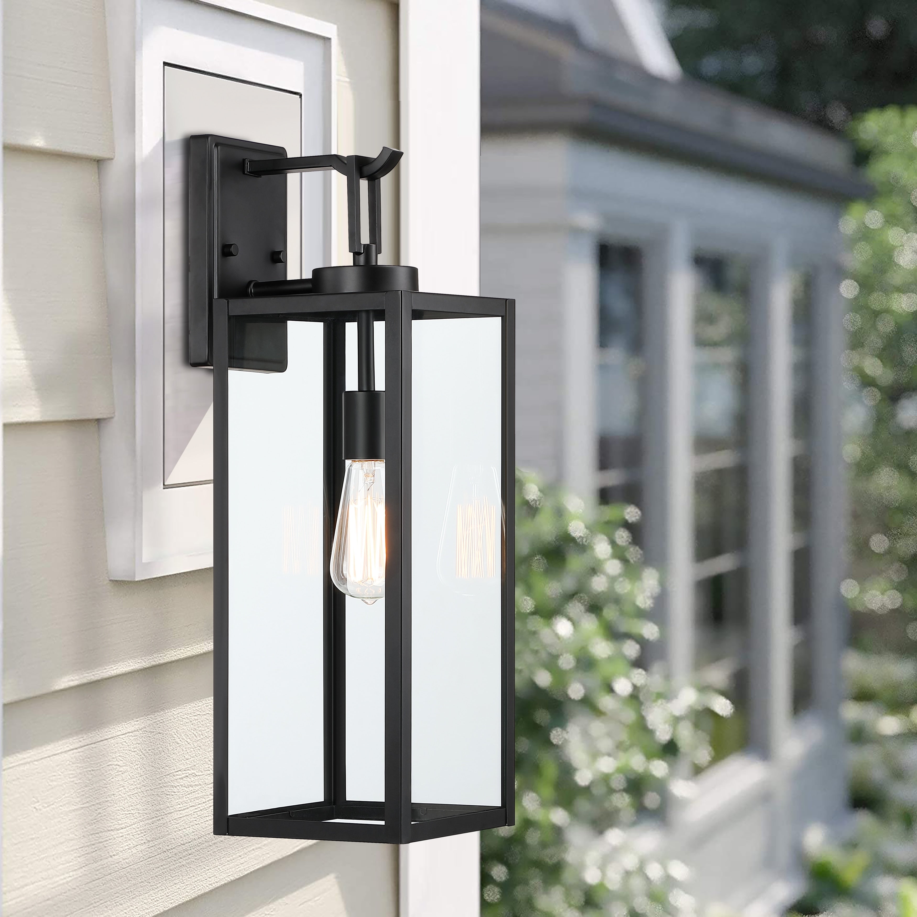 1-Light Matte Black Modern Outdoor Wall Lantern