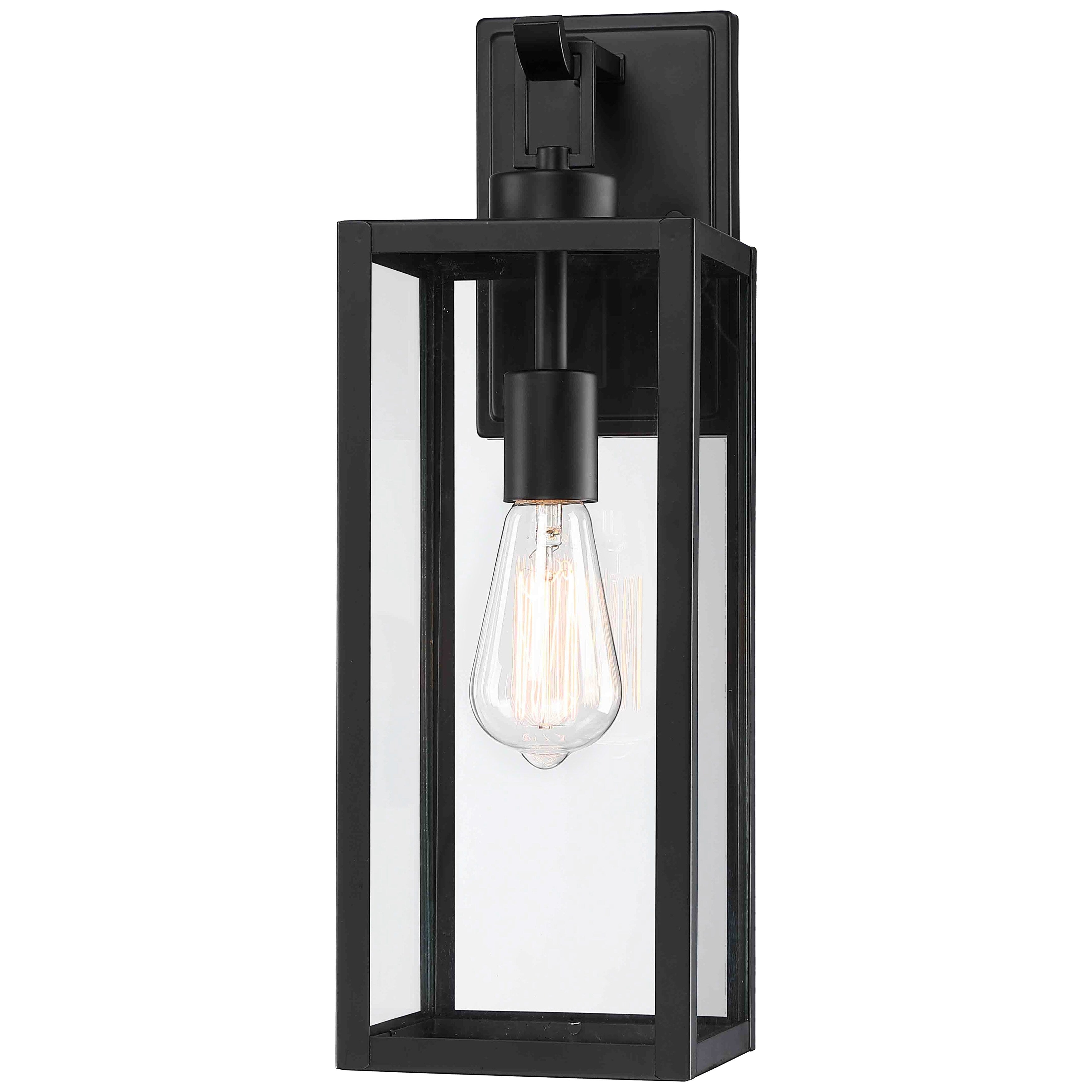1-Light Matte Black Modern Outdoor Wall Lantern