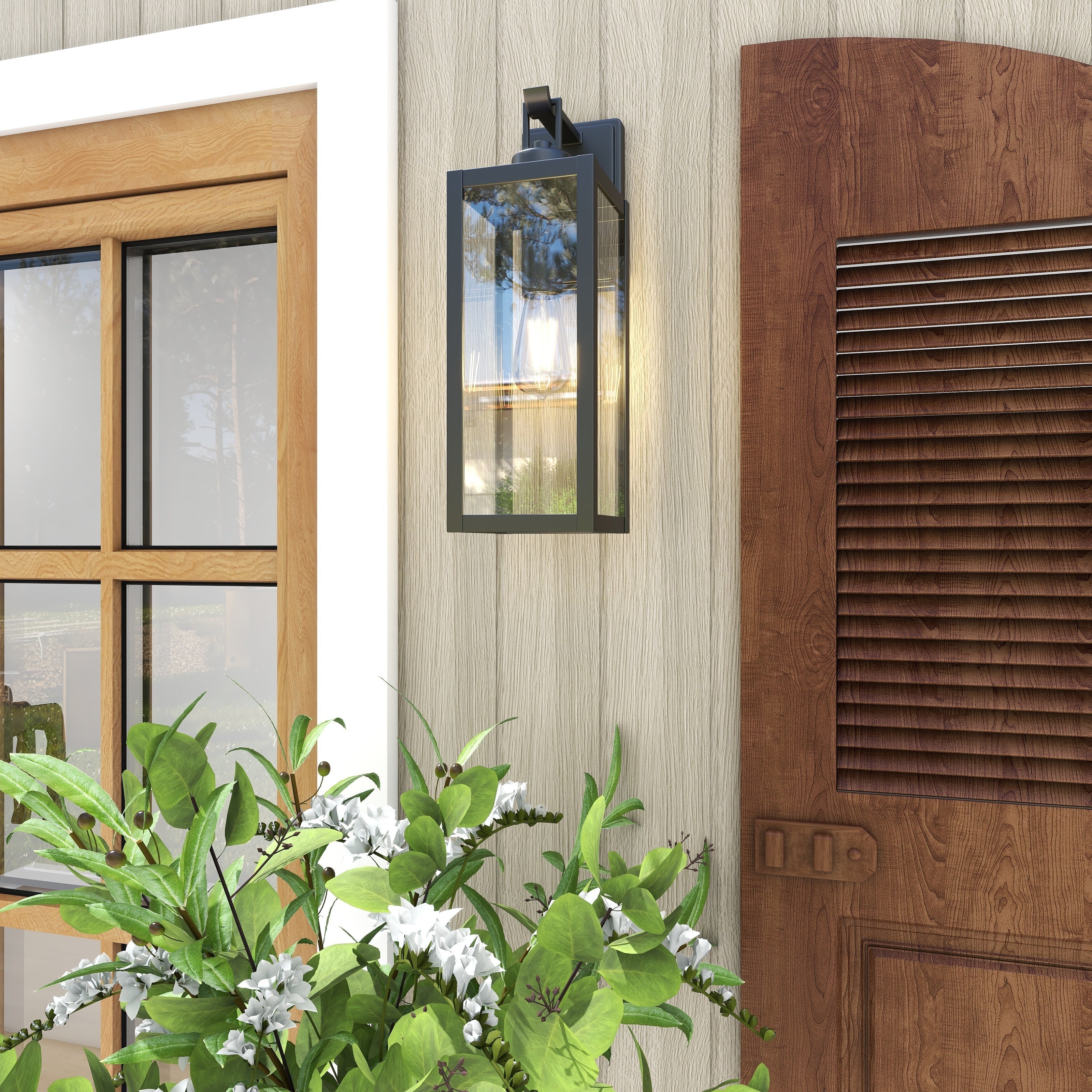 1-Light Matte Black Modern Outdoor Wall Lantern