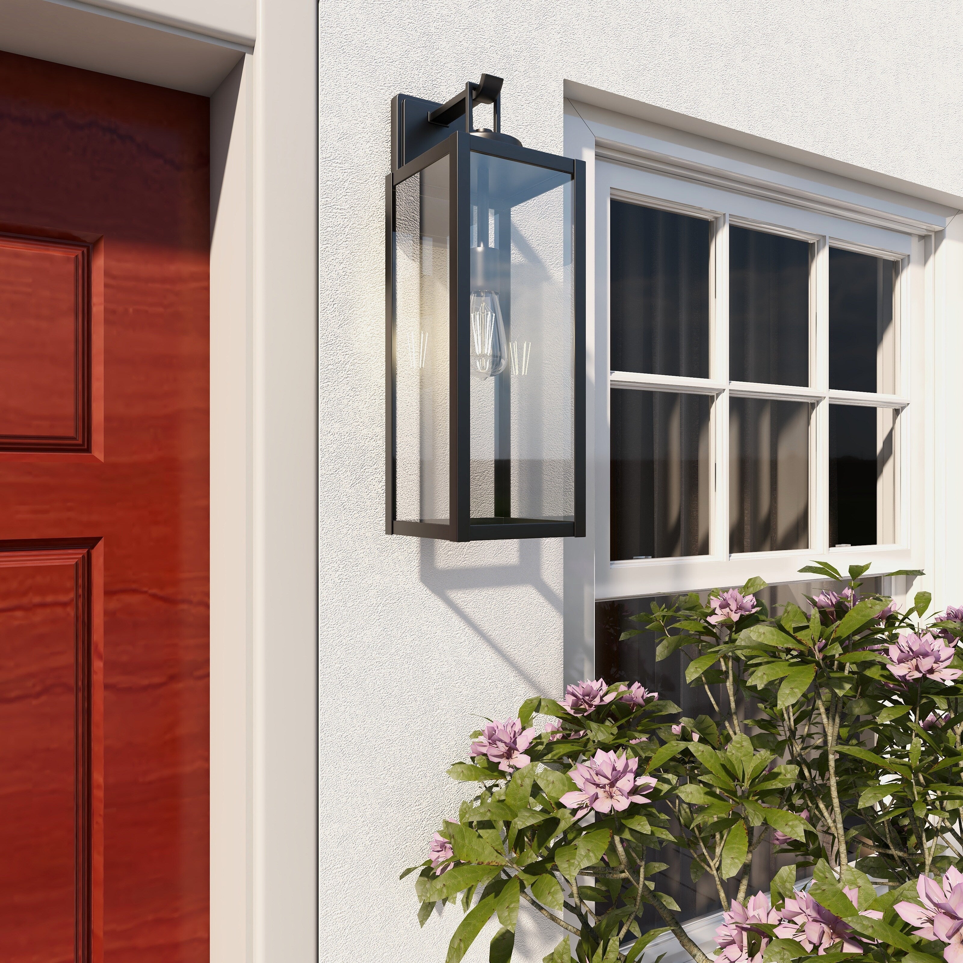 1-Light Matte Black Modern Outdoor Wall Lantern