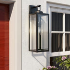 1-Light Matte Black Modern Outdoor Wall Lantern