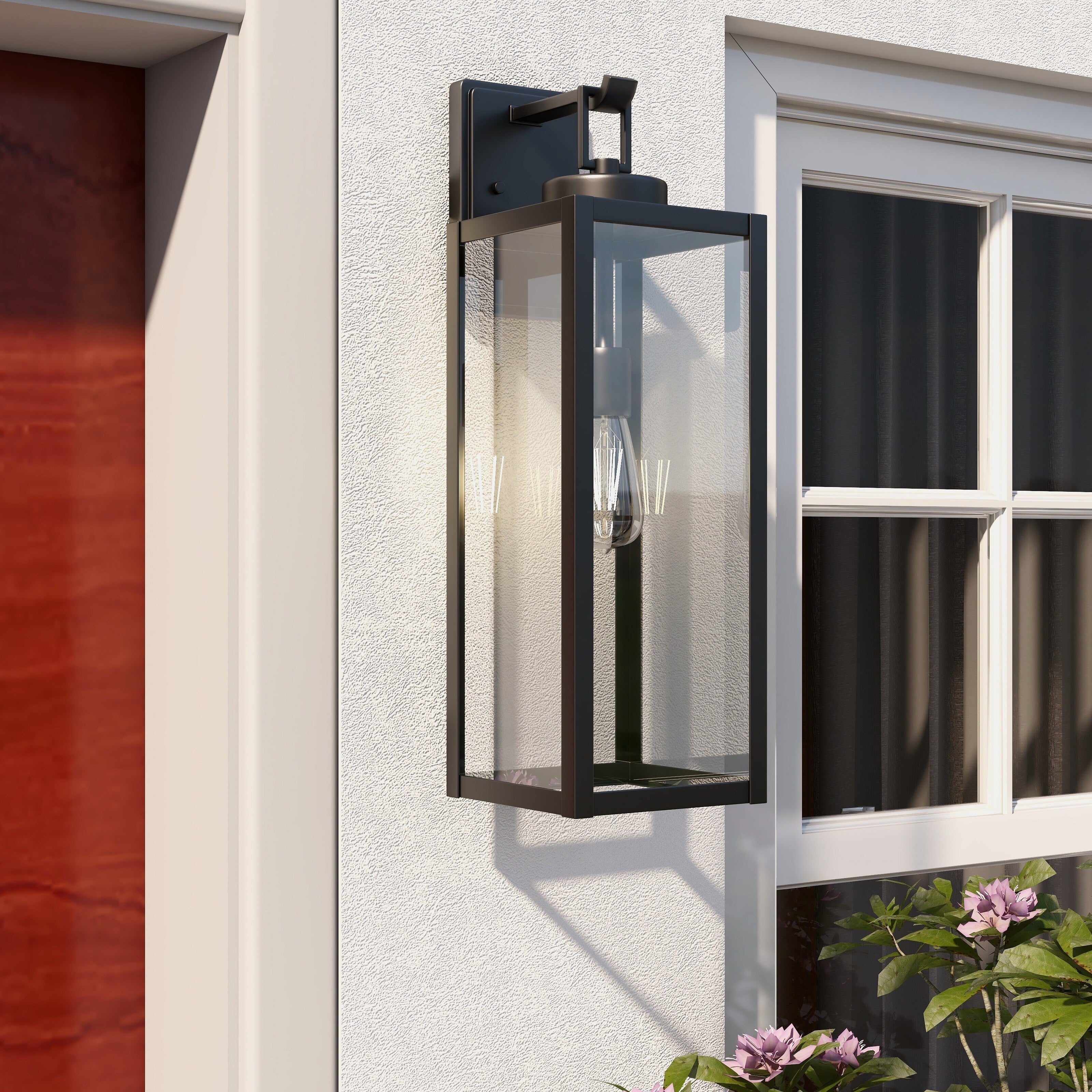 1-Light Matte Black Modern Outdoor Wall Lantern