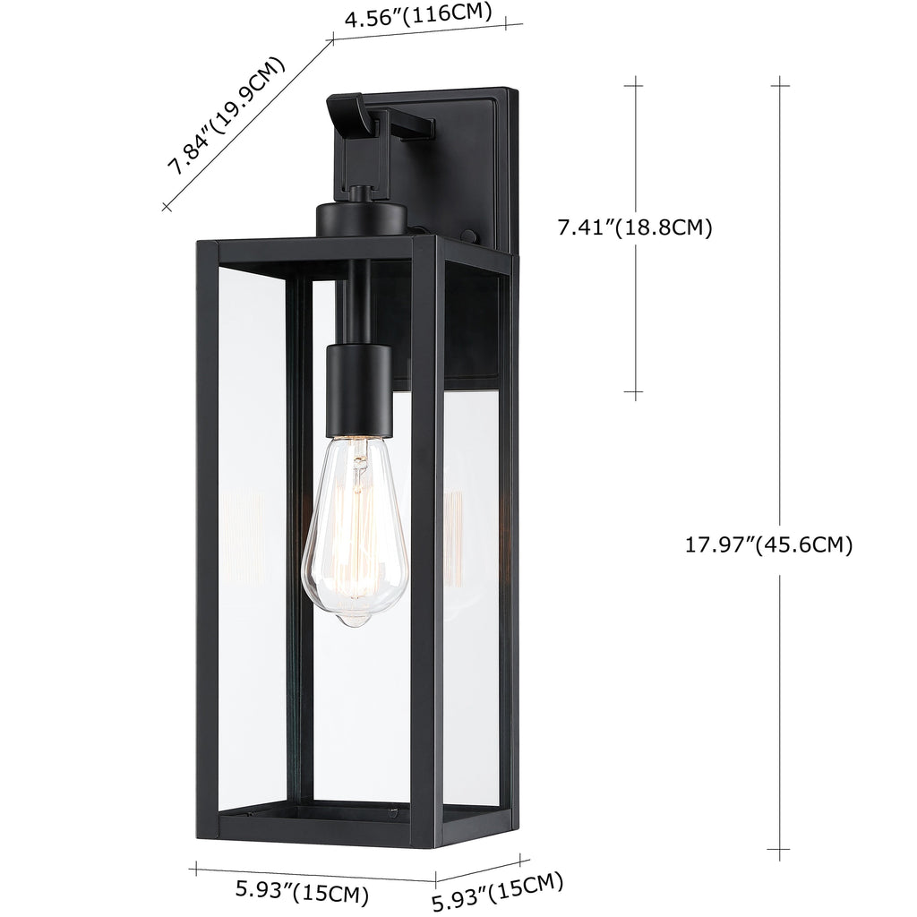 1-Light Matte Black Modern Outdoor Wall Lantern