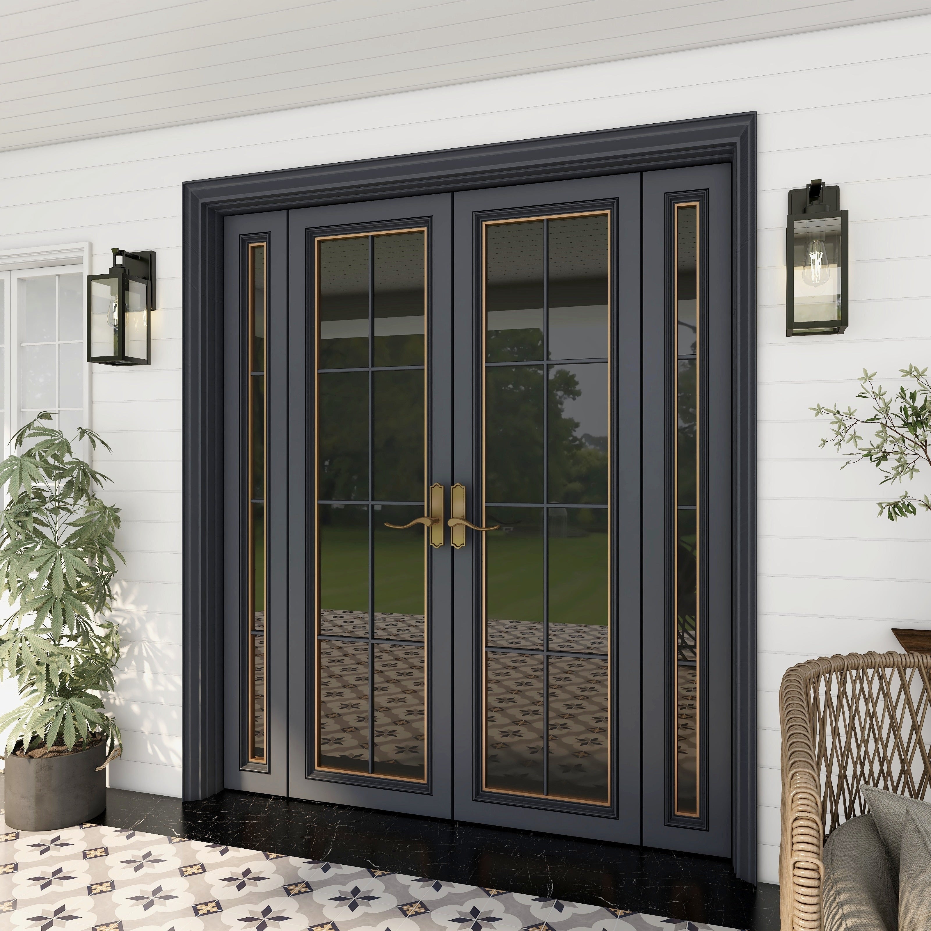 1-Light Matte Black Modern Outdoor Wall Lantern