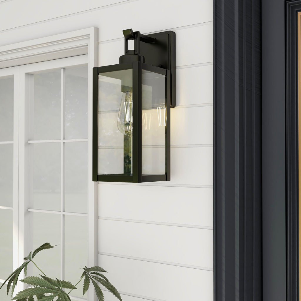 1-Light Matte Black Modern Outdoor Wall Lantern