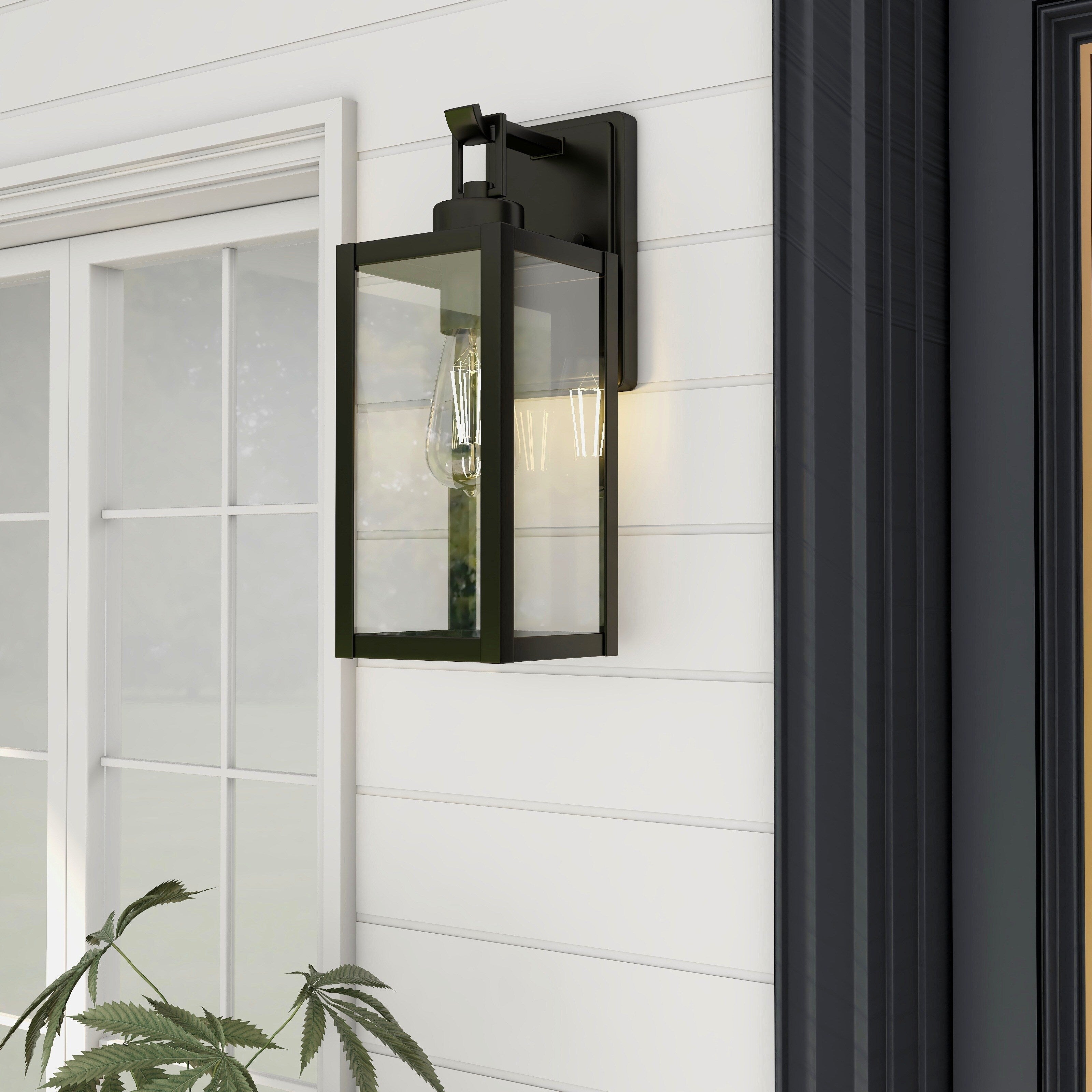 1-Light Matte Black Modern Outdoor Wall Lantern