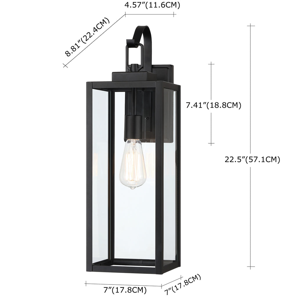 1-Light Outdoor Matte Black Wall Light Sconce