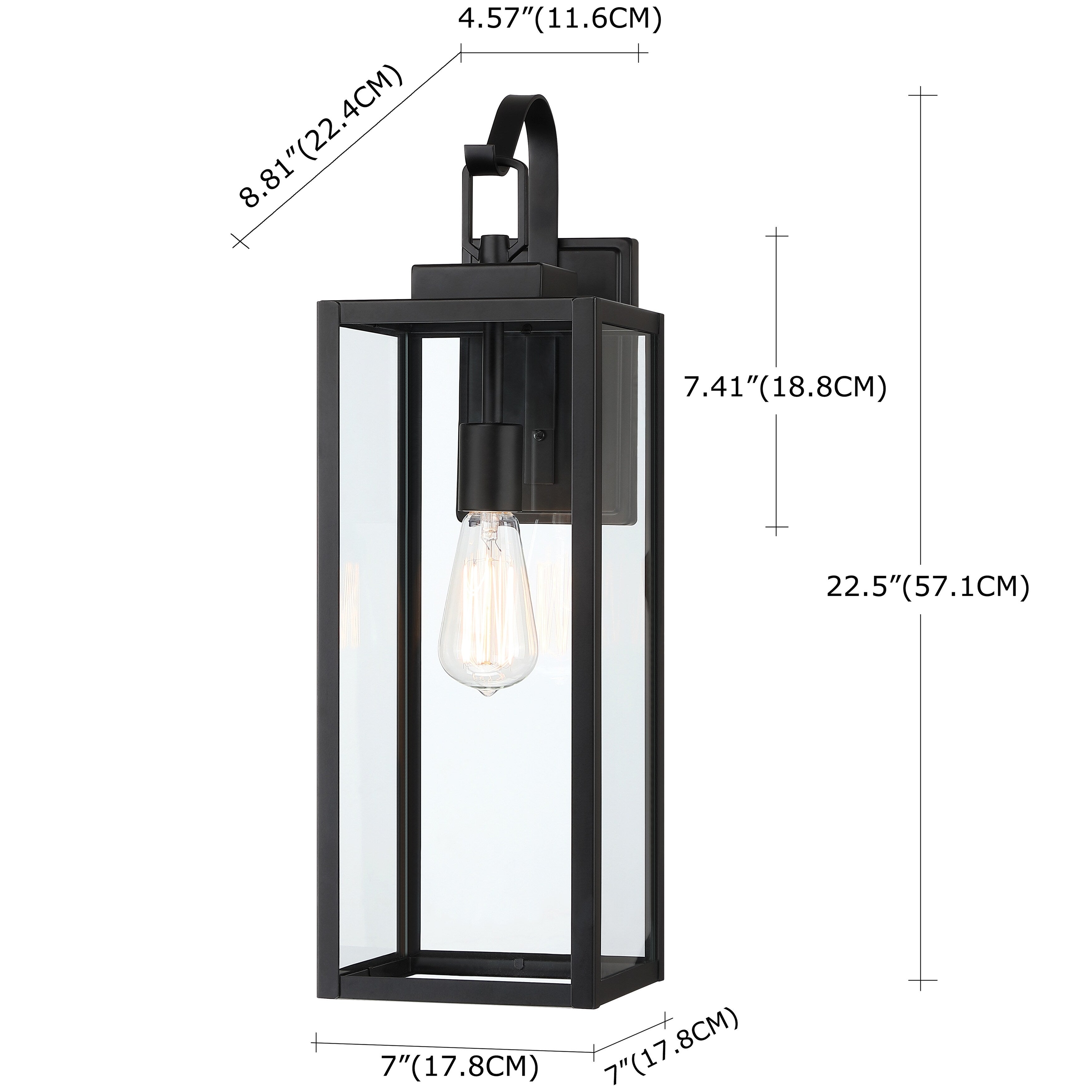 1-Light Outdoor Matte Black Wall Light Sconce