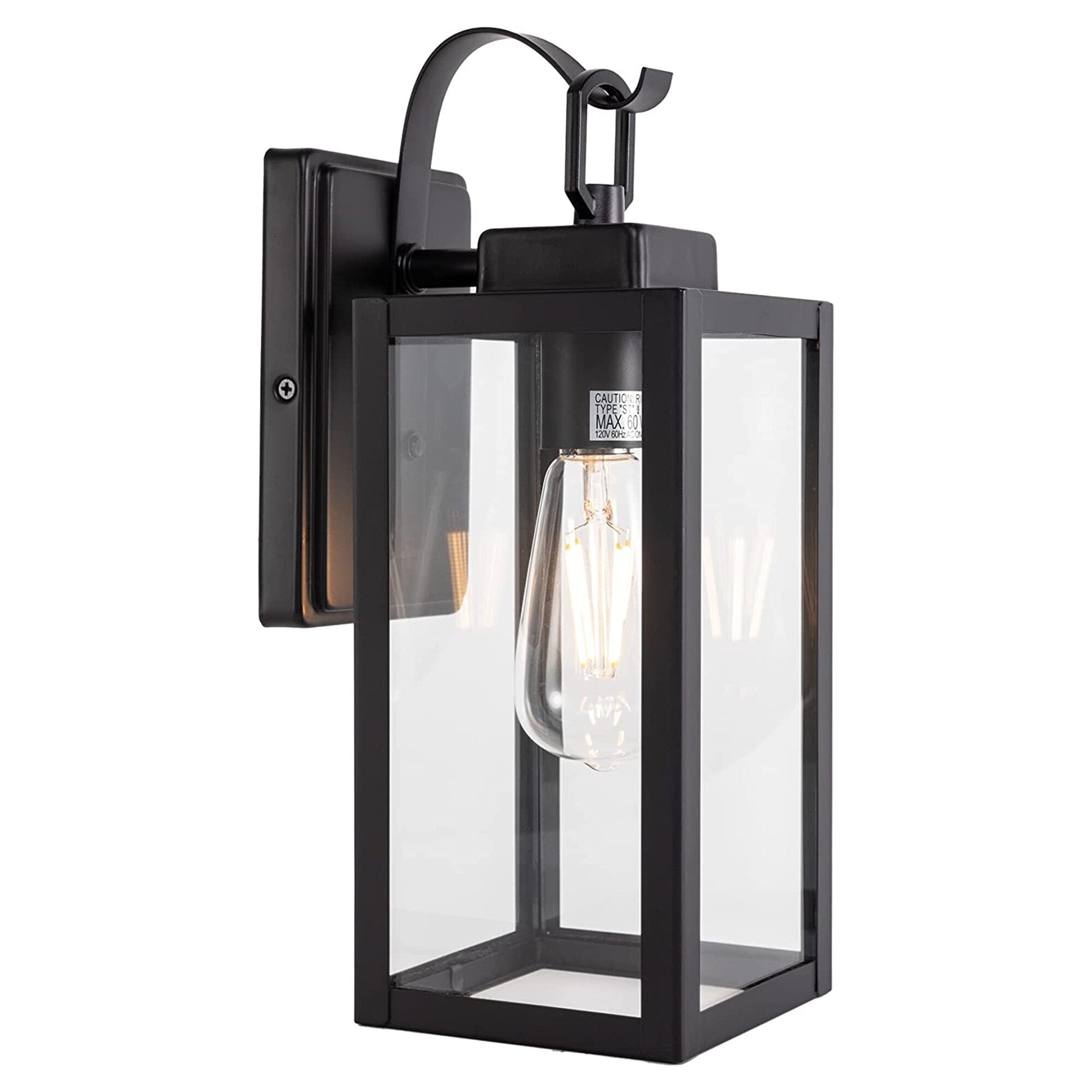 1-Light Outdoor Matte Black Wall Light Sconce