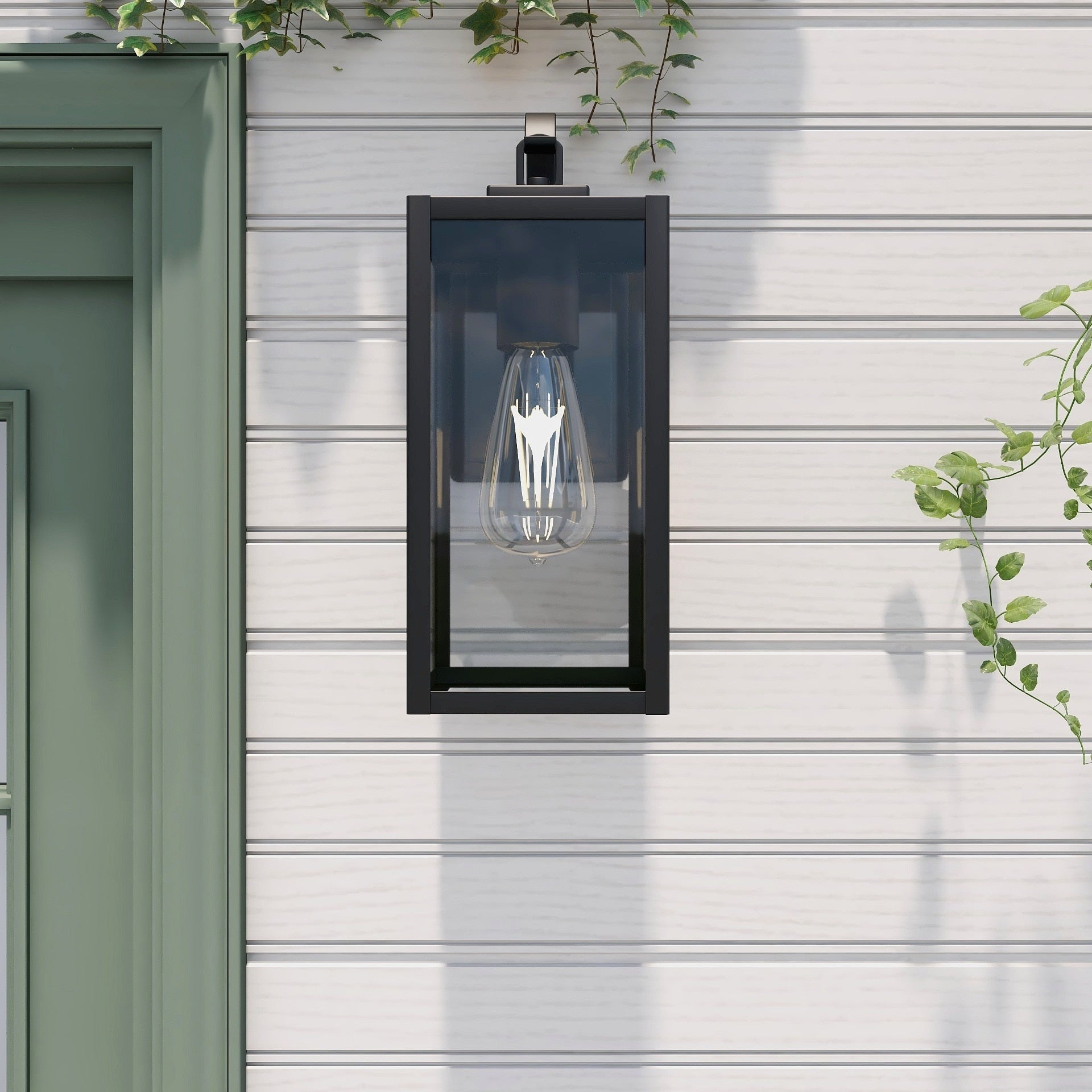 1-Light Outdoor Matte Black Wall Light Sconce