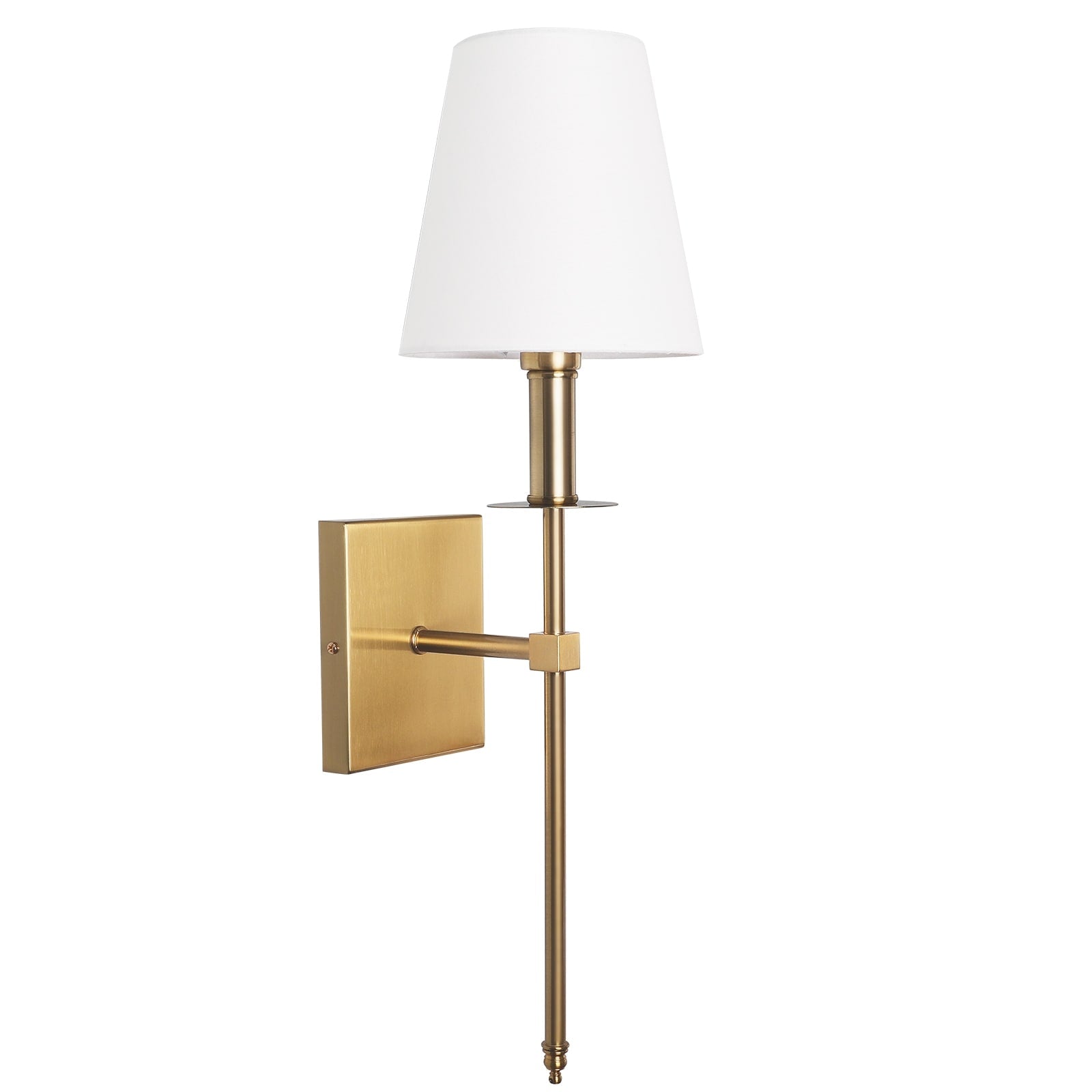 1-Light Wall Sconce with White Fabric Shade