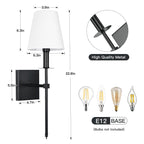 1-Light Wall Sconce with White Fabric Shade