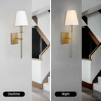 1-Light Wall Sconce with White Fabric Shade