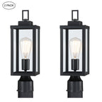 1-light Matte Black Outdoor Post Light Kits Head with Clear Glass Shade