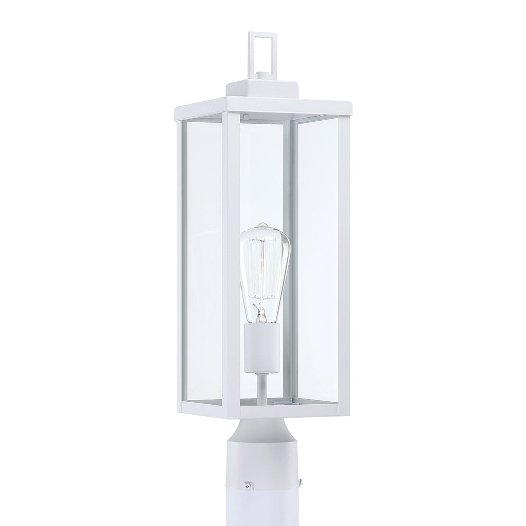 1-light Matte Black Outdoor Post Light Kits Head with Clear Glass Shade